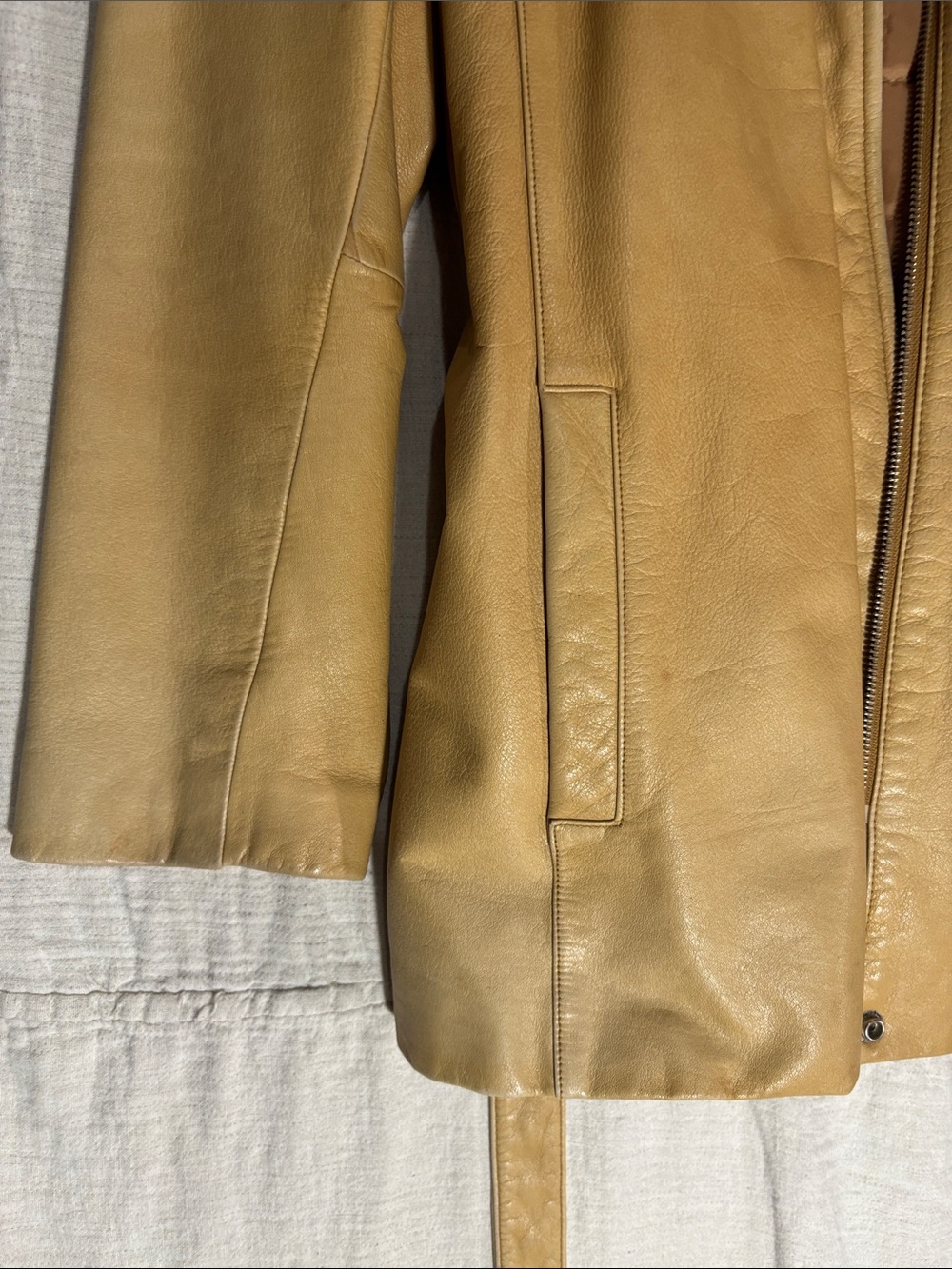 Vintage Wilson’s Leather Tan Zip Front Jacket Coat Quilted Liner Size Large - Picture 10 of 16